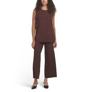 MARLED Bitter Chocolate Crew Neck Sleeveless Top And Pants Set